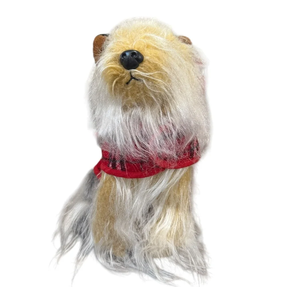 Russ Plush Yorkie Dog Realistic‎ Stuffed Animal Long Hair Terrier Puppy Red Coat